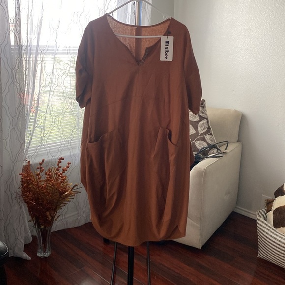 Minibee Women's Ruffle Oversize Casual Midi Dresses with Pockets Medium ( E -9 ) - Picture 4 of 8